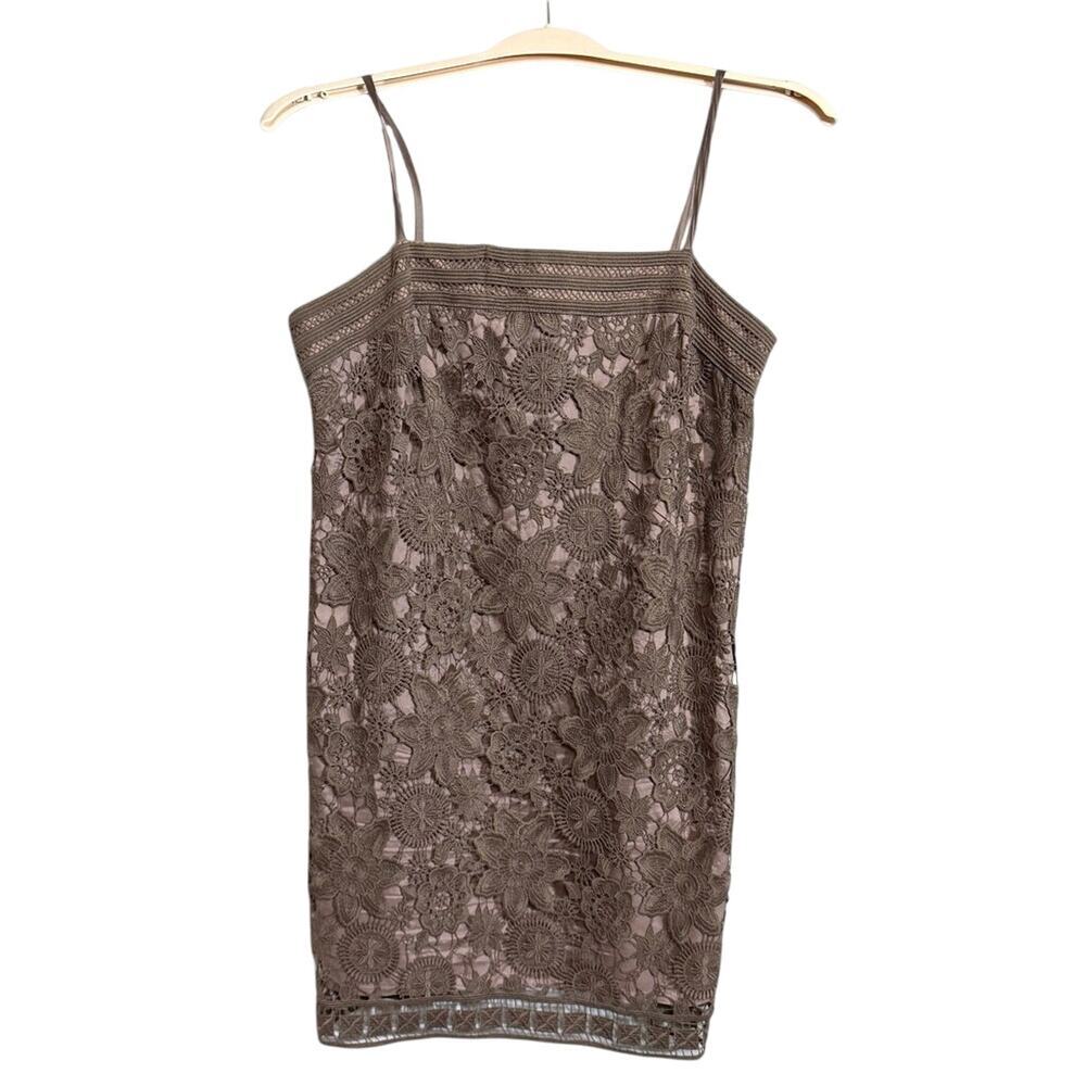 Vintage Hoss Intropia sheath crochet overlay boho dress Sz 40 Medium Y2K